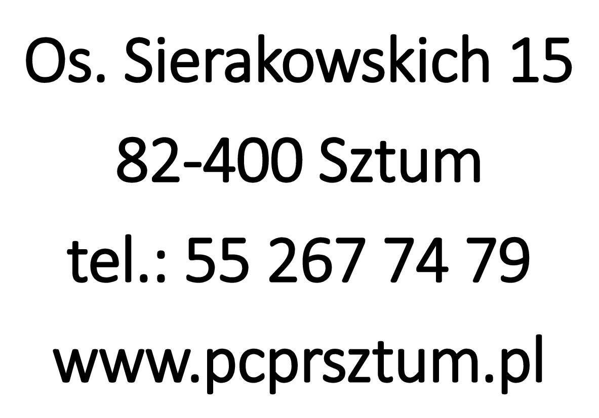 Grafika przedstawia dane adresowe Powiatowego Centrum Pomocy Rodzinie w Sztumie Grafika przedstawia dane adresowe Powiatowego Centrum Pomocy Rodzinie w Sztumie