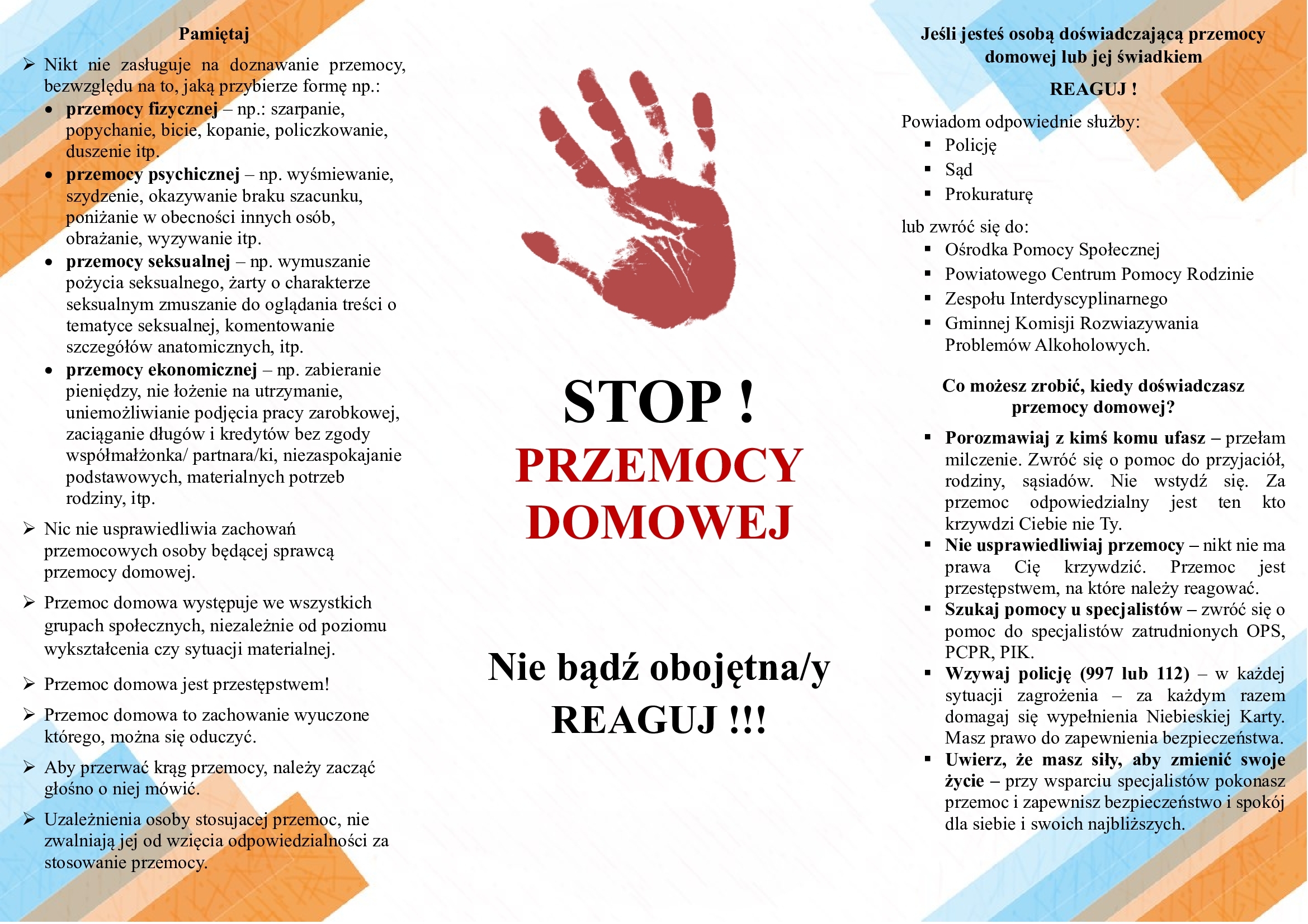 Grafika przedstawia ulotkę dotyczącą informacji na temat przeciwdziałania przemocy domowej – cześć 2.jpg