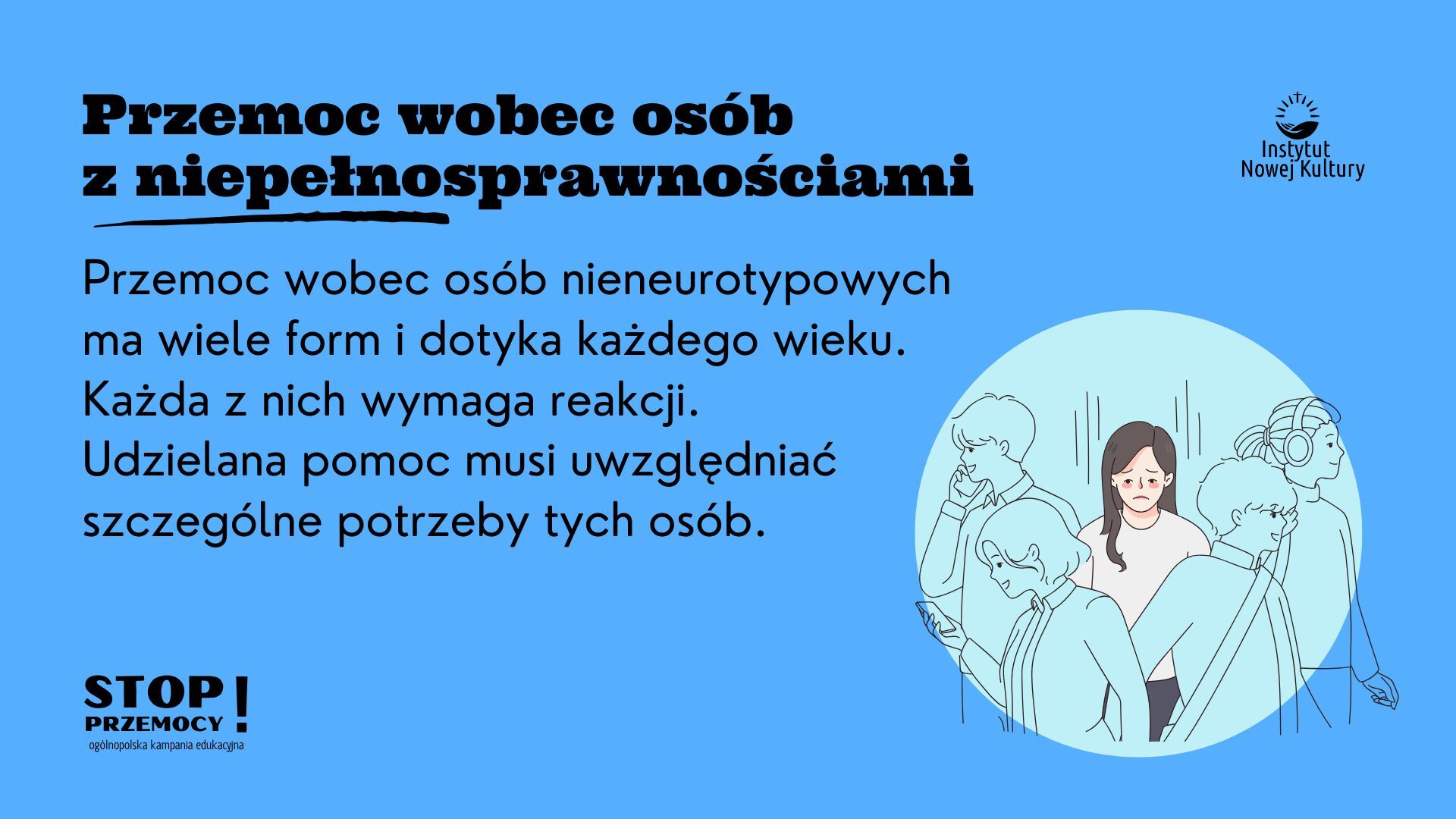 grafika przedstawia plakat dotyczacy przemoc wobec osób z niepełnosprawnościami
