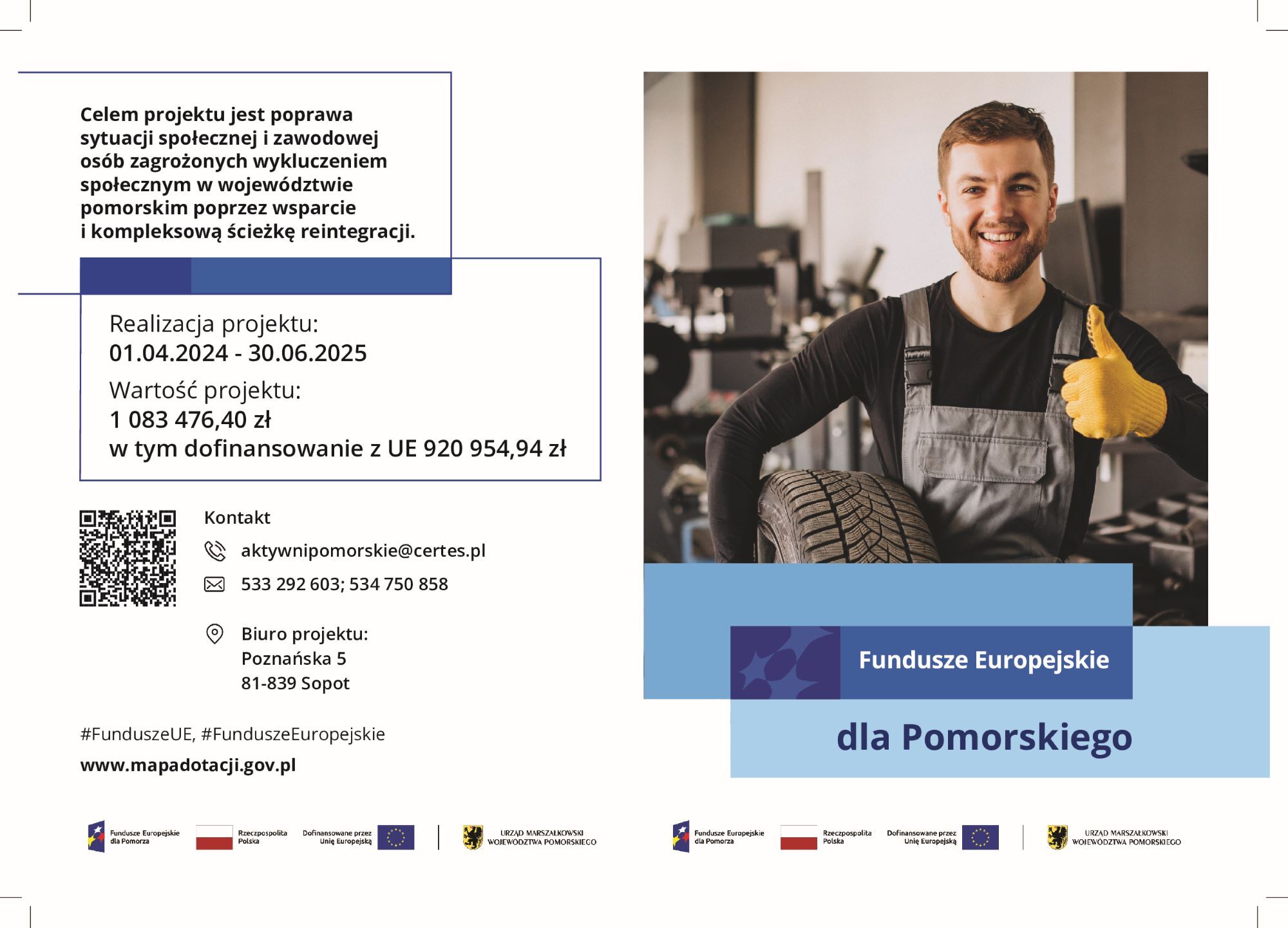 grafika przedstawia plakat zachęcający do wzięcia udziału w projekcie pod nazwą Wczoraj wykluczeni dziś aktywni